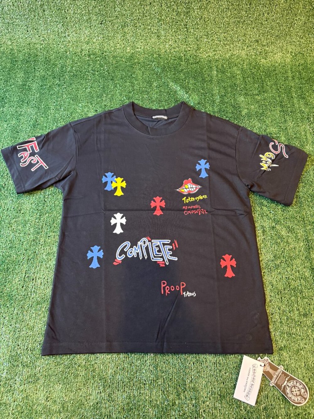 Chrome Hearts Black Graphic Tee Multi Cross Design